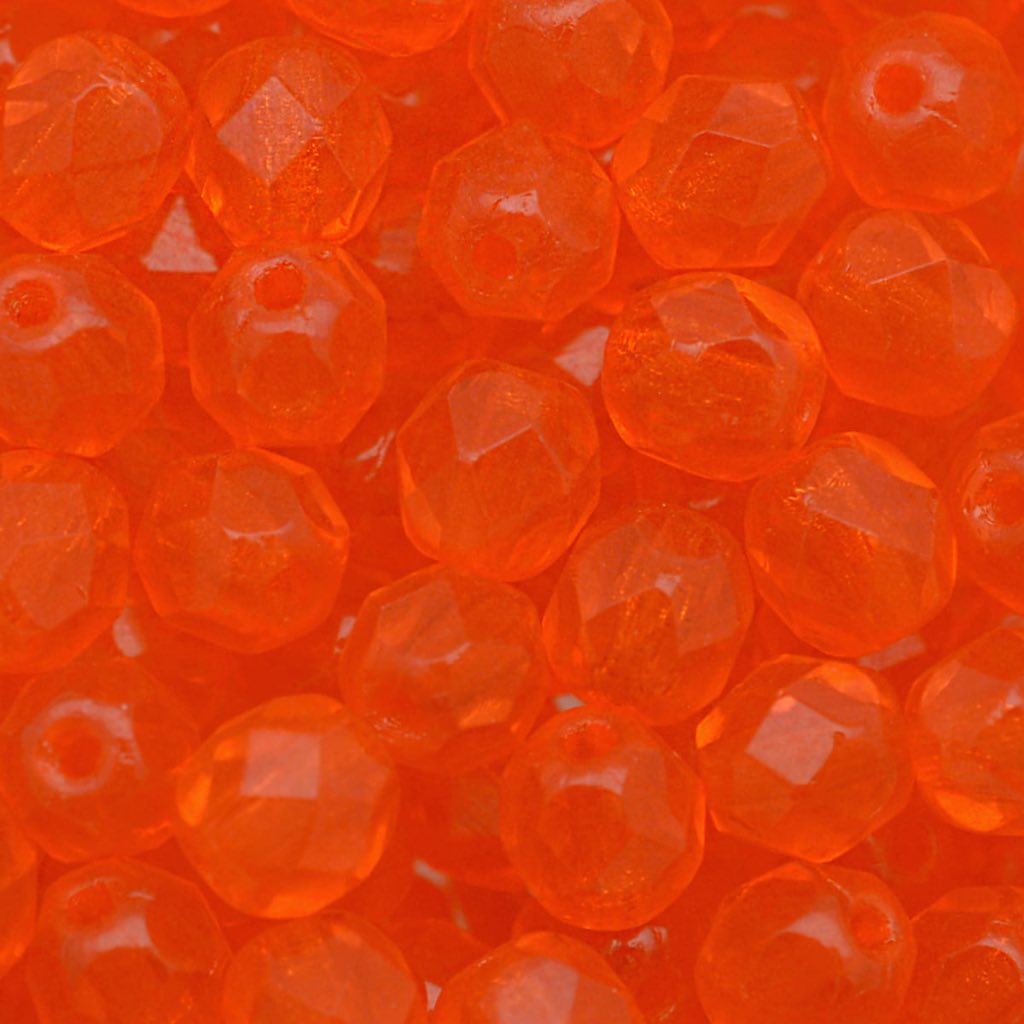 Cristal Conta Vidro Missanga Jablonex Preciosa 8mm - Laranja Transparente - 50 Peças