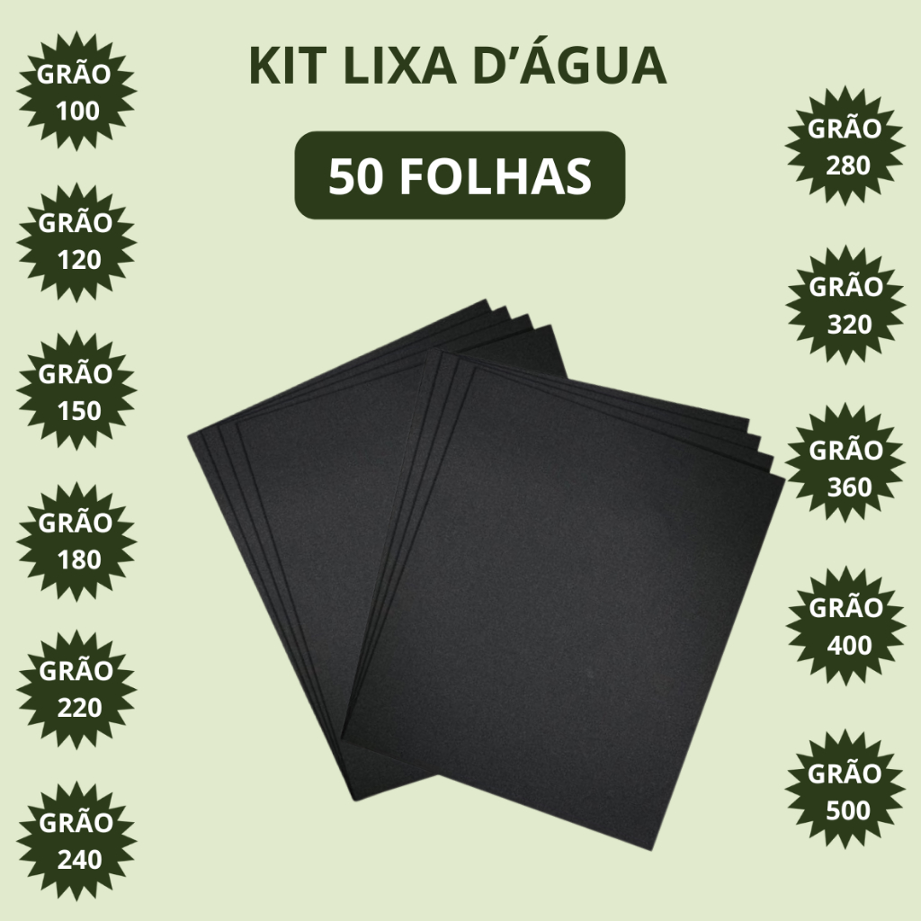 Kit Lixa D’Água Com 50 Unidades Grãos 100 120 150 180 220 240 280 320 360 400 500 em Oferta na Shopee