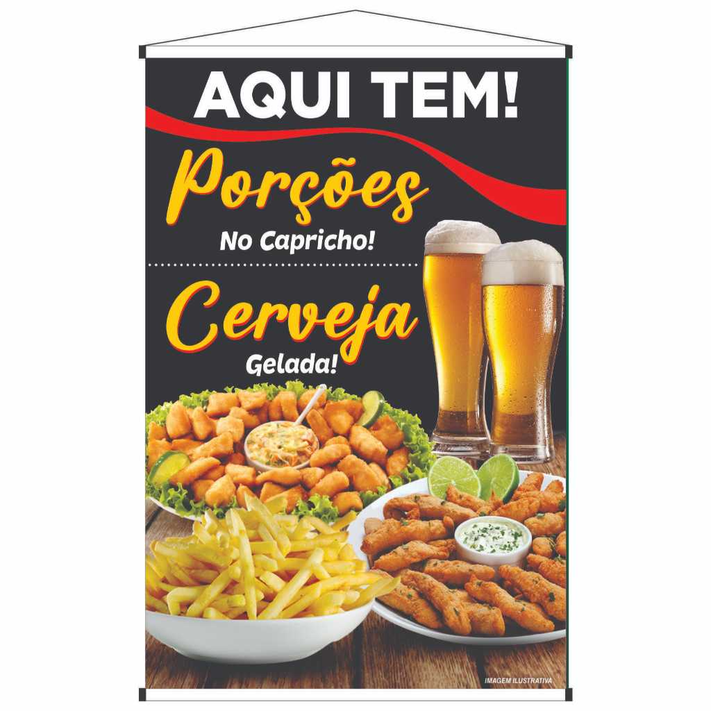 Banner Divulgação Temos Porções Cerveja Gelada Bar Restaurante Lanchonete em Oferta na Shopee