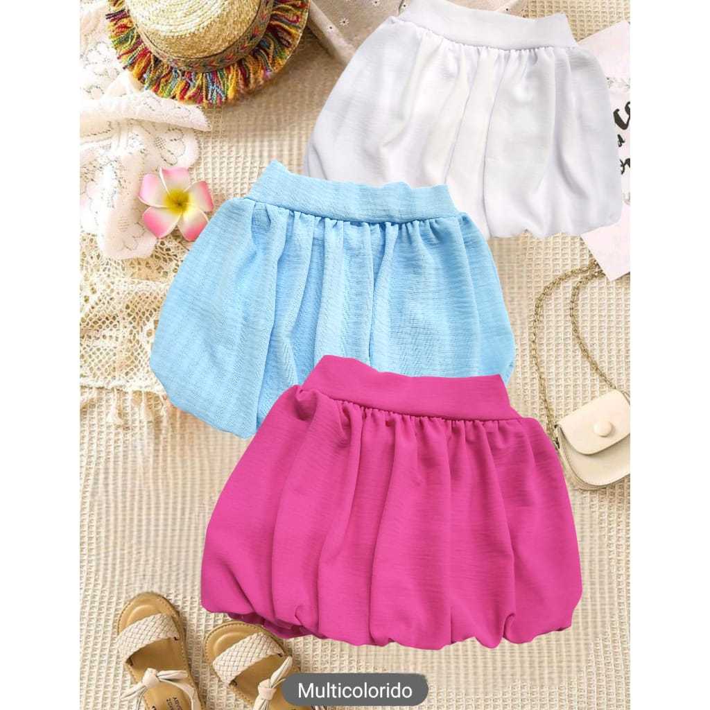 saia balone curta forrada infantil criança feminina