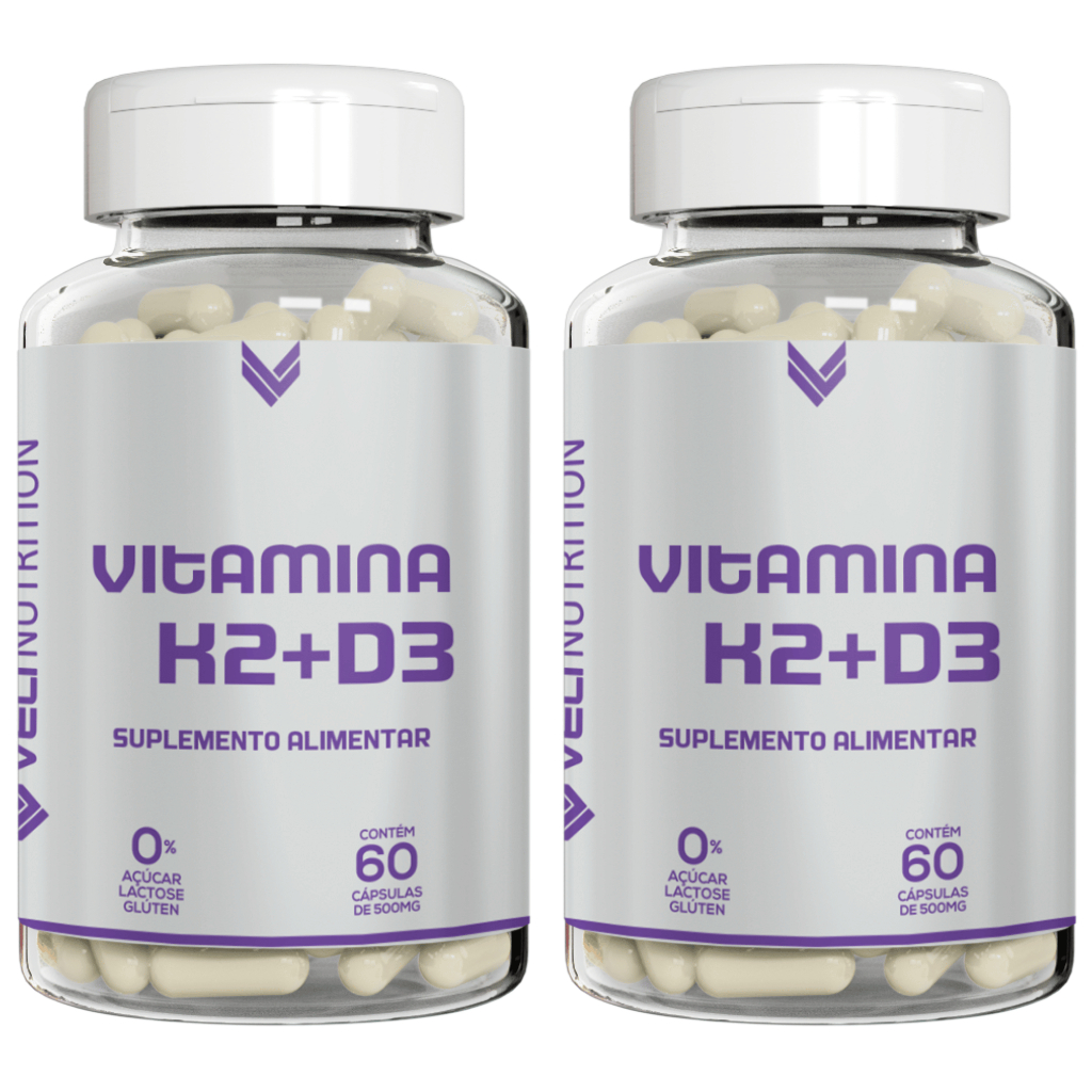 Kit Combo 02 UND Vitamina K2 Mk7 + Vitamina D 60 Cápsulas Veli Nutrition