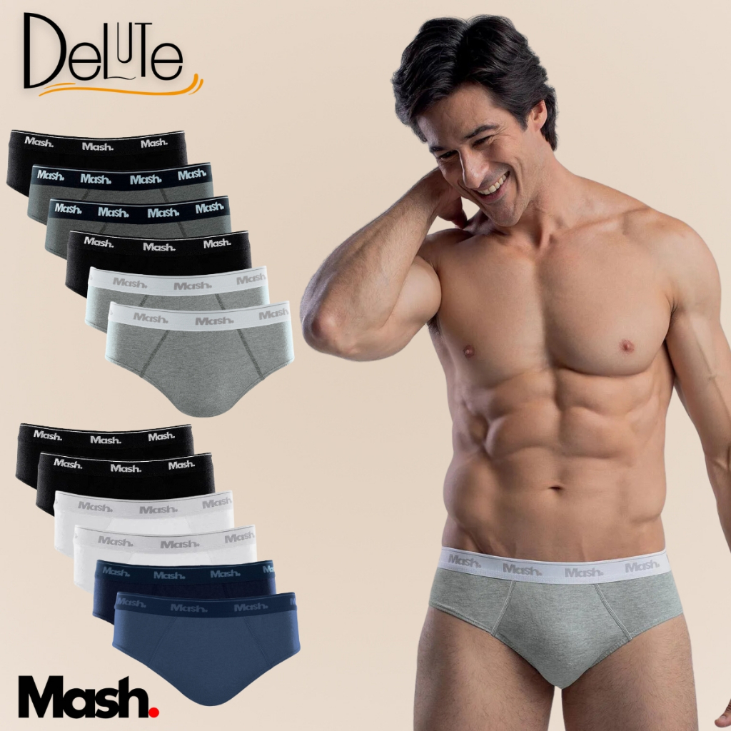 Pacote Com 6 Cuecas Mash Slip de Algodao Masculina Original e NF em Oferta na Shopee