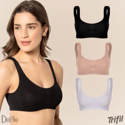 Kit 3 Top Sutia Fitness Academia Media Sustentacao Sem Costura Basico Trifil Sem Bojo Original