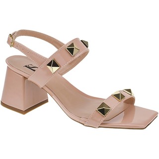 Sandália Feminina Salto Bloco ABS Piramide Tacha Traseiro Fivela 18-415 em Oferta na Shopee