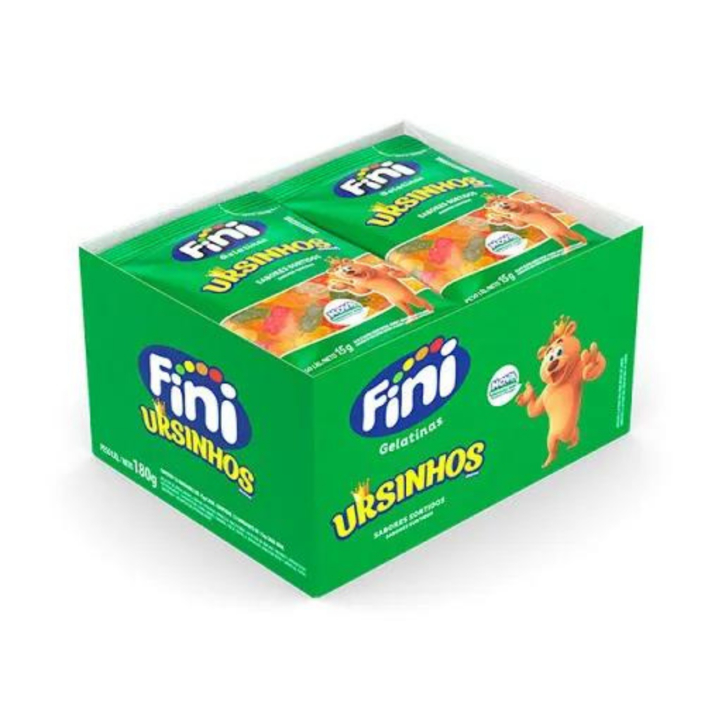 Bala De Gelatina Ursinhos Brilho C/12 Unidades 15g Fini