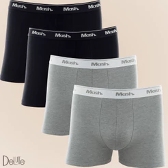 Kit 4 Cuecas Lisa Mash Básica Boxer Box Algodão Cotton Masculina Homem Cores Básicas