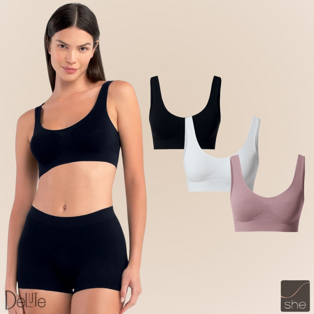 Kit 3 Top Fitness Regata Feminino She Lingerie Sem Bojo Sem Costura Microfibra Para Academia - Sports & Outdoors
