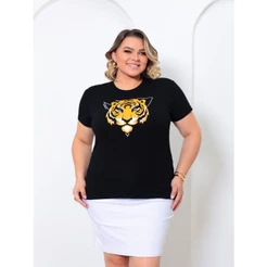 Blusa Feminina Plus Size - Camiseta TShirt Tigre GG ao G3 - Moda Plus Size