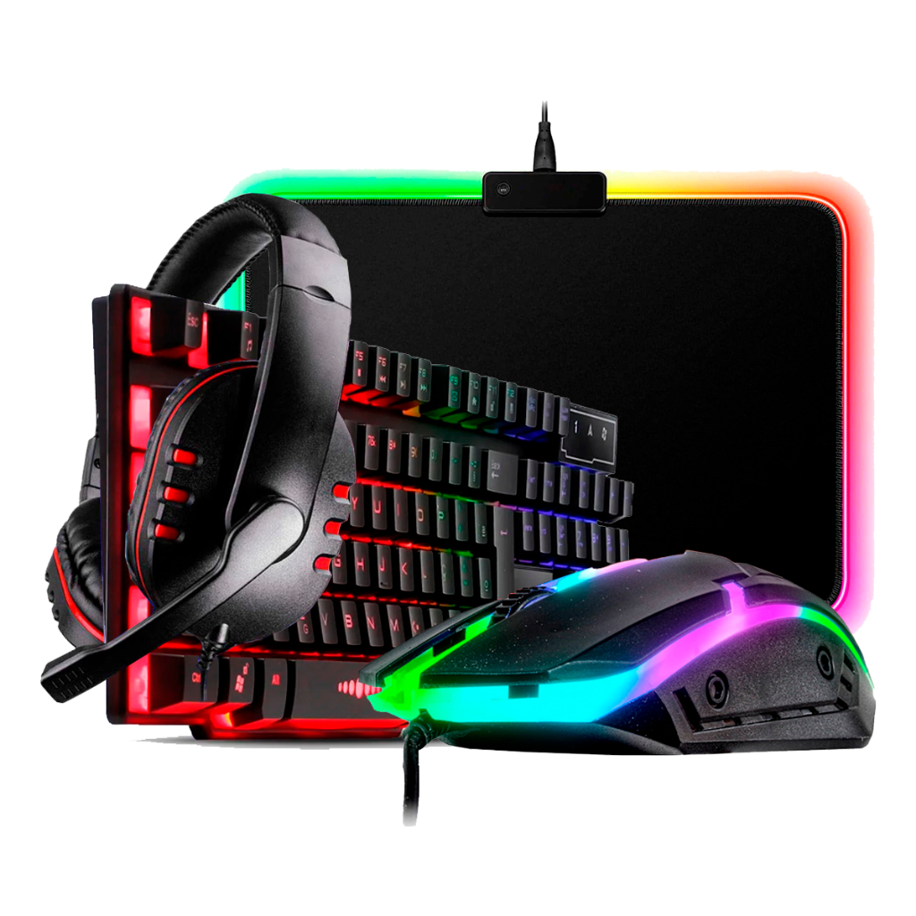 Kit Combo Gamer Teclado Semi-mecânico + Mouse 2400 Dpi RGB + Mouse Pad Rgb + Headset