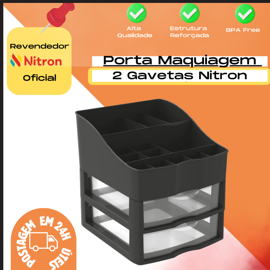 Organizador de Cosmético Porta Maquiagem 2 Gavetas Nitron em Oferta na Shopee