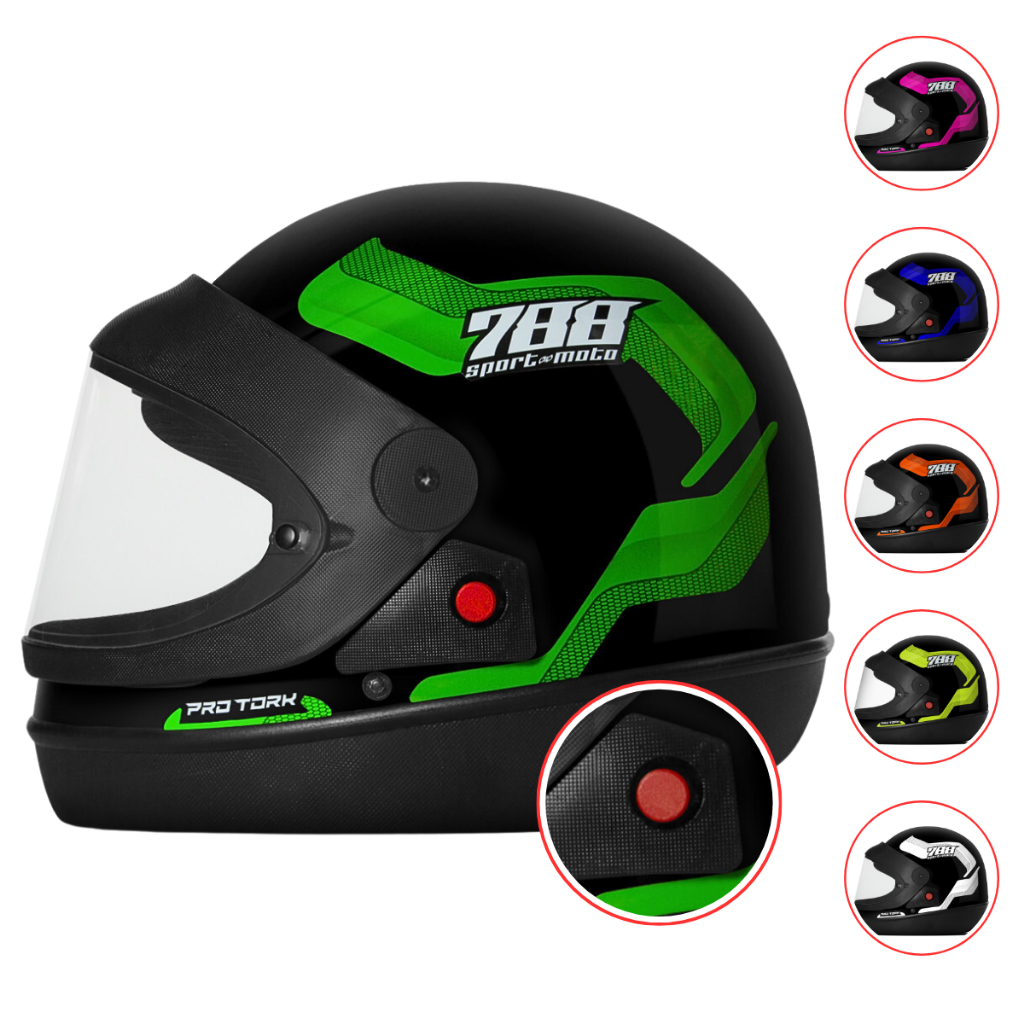 Capacete Masculino e Feminino Fechado Pro Tork Original Sport Moto 788 Viseira Automática