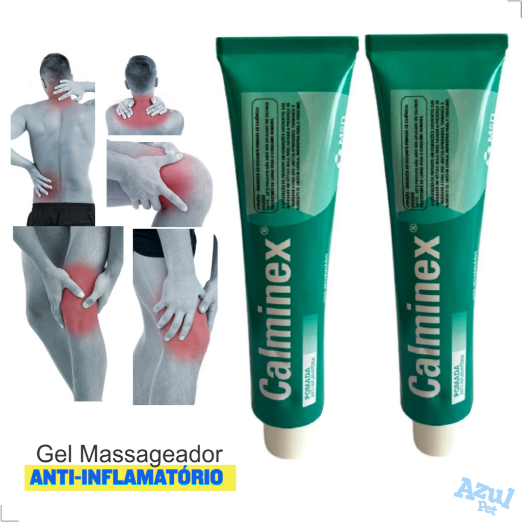 Kit 02 Pomada Calminex Gel Massageador Pomada Massageadora Pomada Para Dor Muscular Dor nas Costas