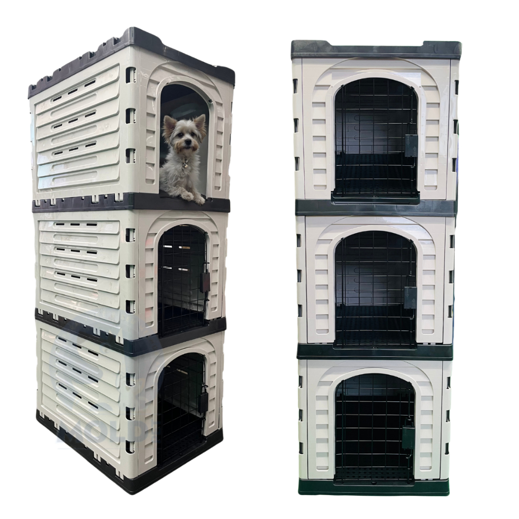 Canil Empilhável 3 Módulos P/ Cães Cachorros Gatos Pet Shop