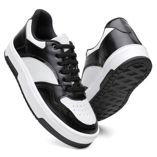 Tênis Feminino Sneakers Vittal Duda Confort Solado Flatform Branco e Preto em Oferta na Shopee