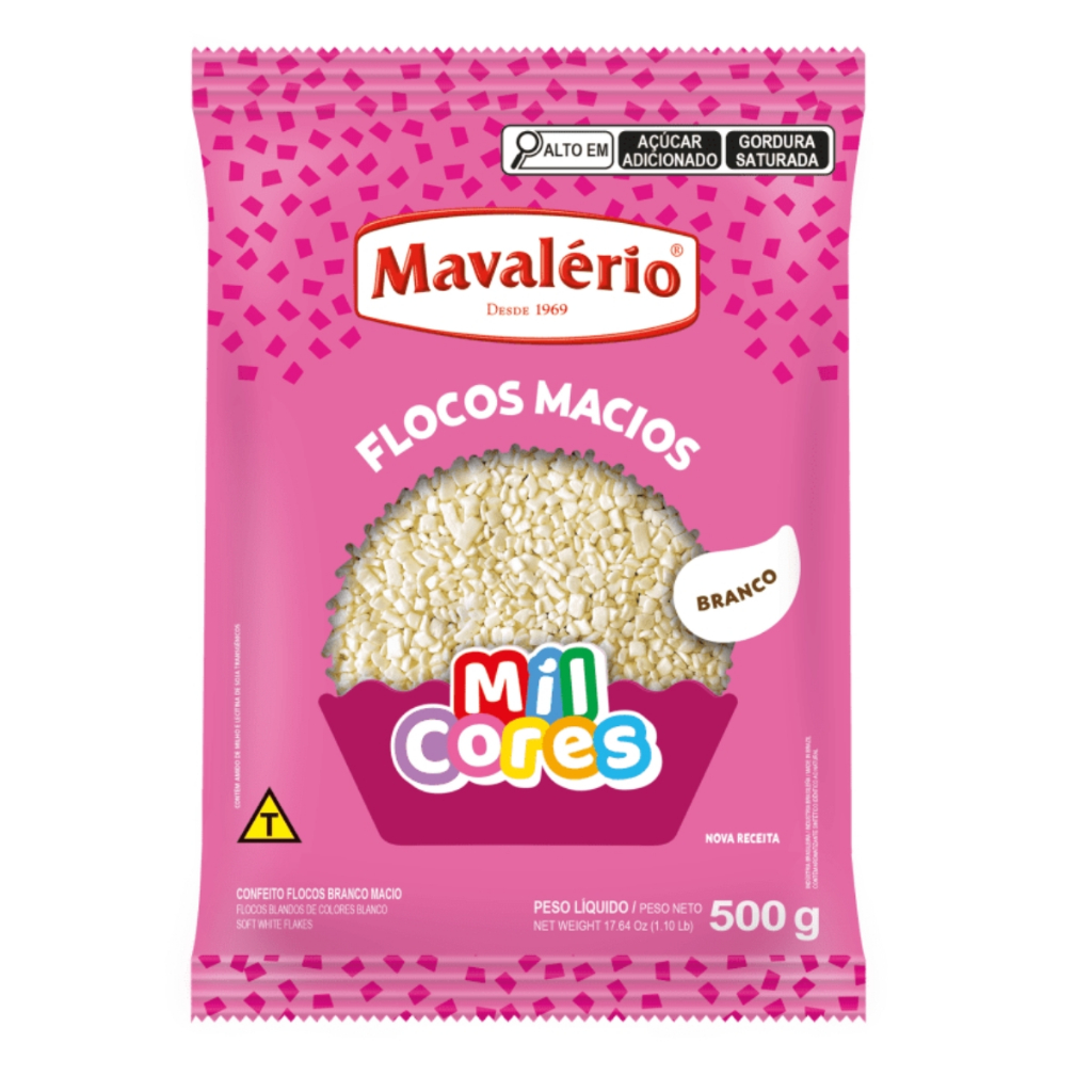 Flocos Macio Branco Mil Cores 500g Mavalério