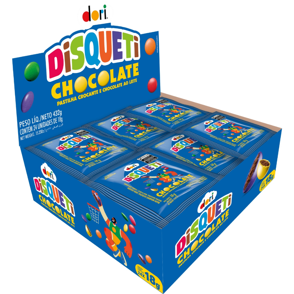 Confeito Disqueti Chocolate ao Leite C/24un 18g Dori
