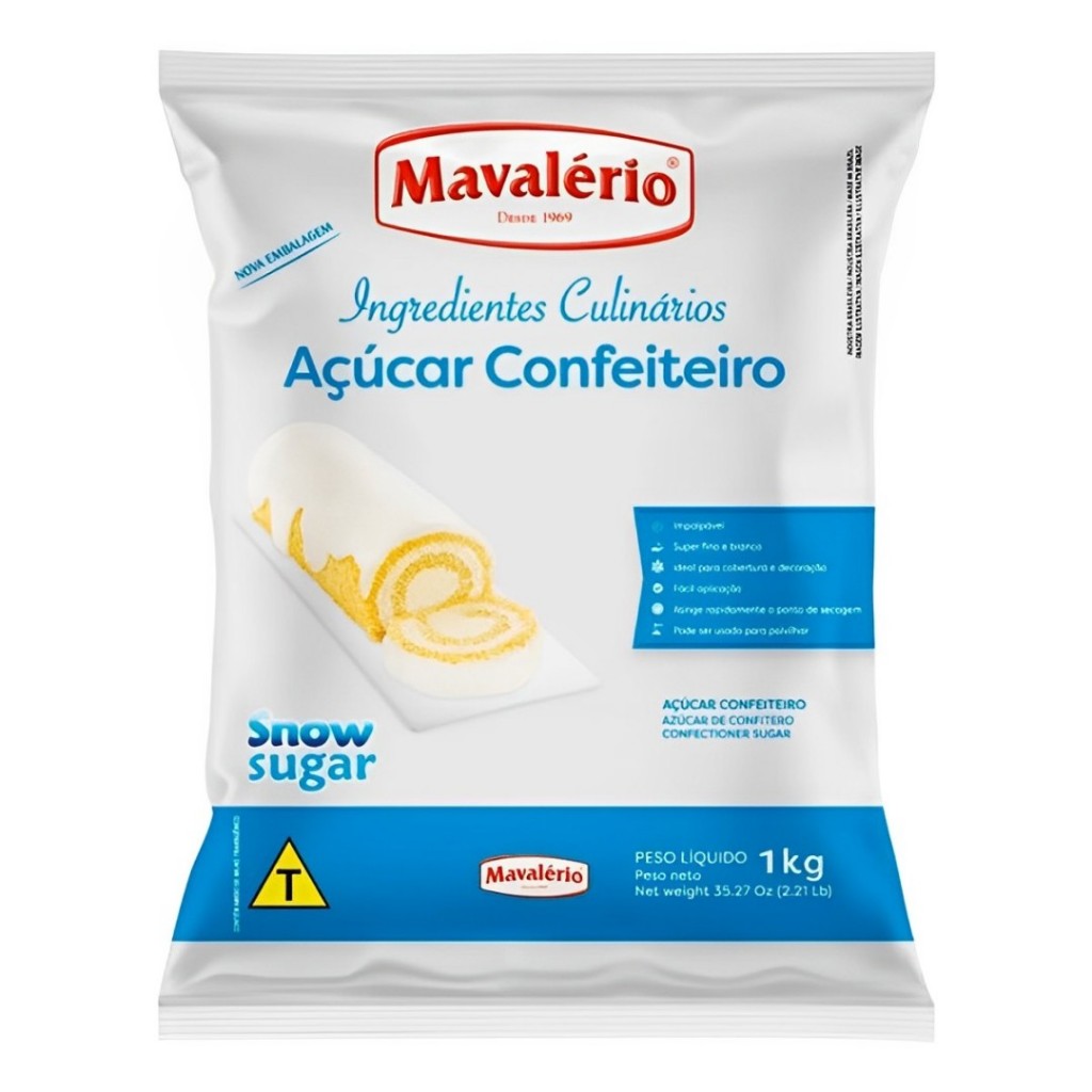 Açúcar de Confeiteiro Snow Sugar 1kg Mavalério