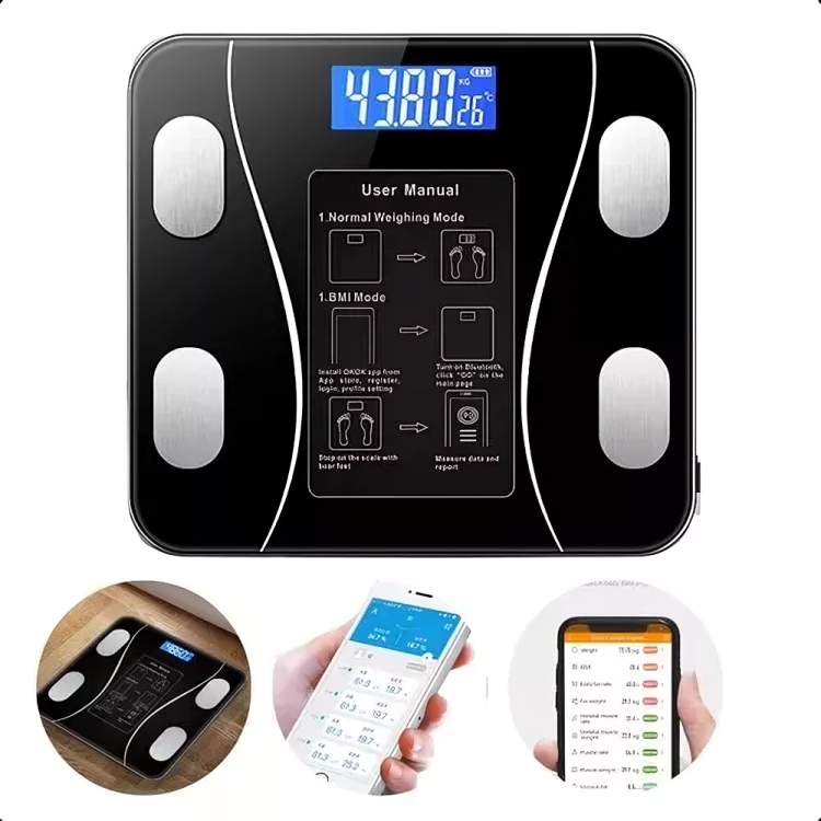 Balança Digital Bioimpedância Profissional Suporta Até 180kg Via Bluethooth Balança Corporal Digital