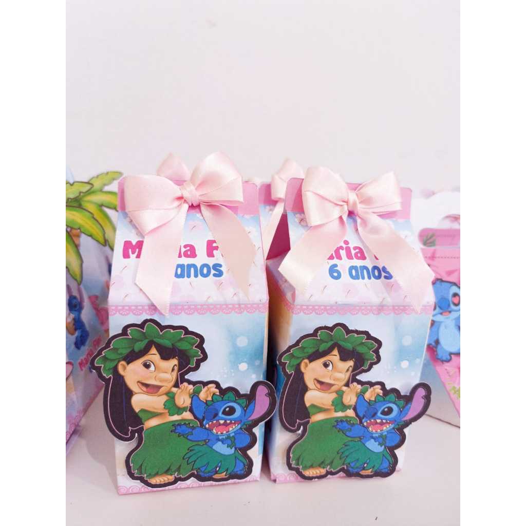 Caixa Milk Personalizada Tema LiLo  e Stitch  ou qualquer outro Tema Semi luxo com apliques e laço | Lembrancinhas | Festa infantil | Aniversário | Personalizados