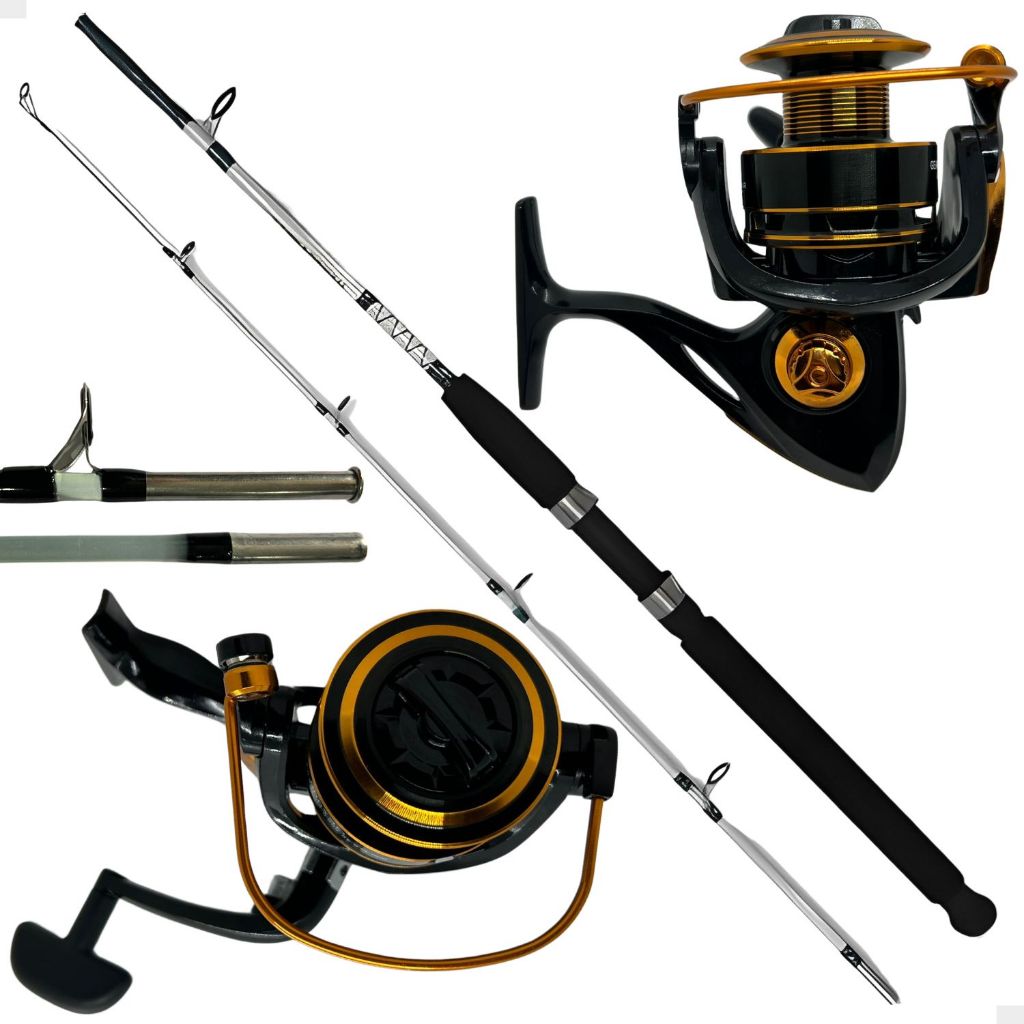 Kit de Pesca Vara Fibra Vidro Maciça 35 Lbs + Molinete 4000 Carretel de Alumínio E Drag de 14 kgs