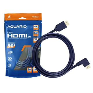 Cabo Hdmi Blindado 2.0 4k HDR 2m 90° Ponta Gold 60hz Aquário 4K902 em Oferta na Shopee