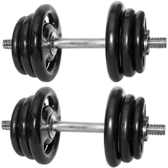 Kit Halter E Anilhas Com 24Kg De Anilhas Emborrachadas De Academia + Par Halteres Rosqueáveis 40 Cm