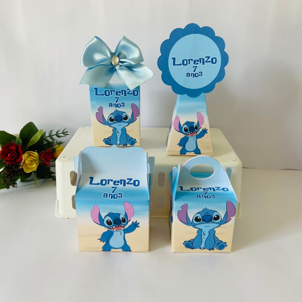 20 Lembrancinhas stitch menino pegue e monte/personalizados/kit festa /caixinhas para a aniversário