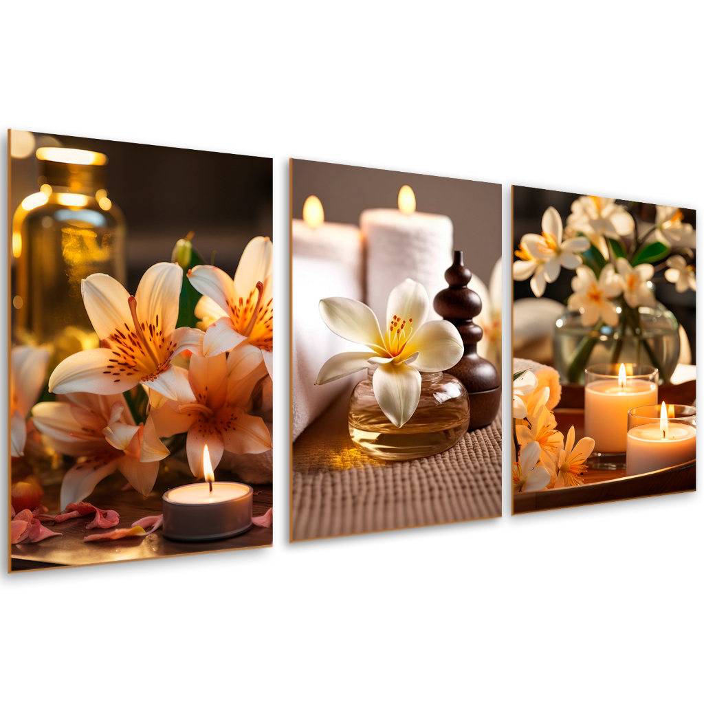 Kit 3 Quadros Decorativos Spa Estética Clínica Mulher MDF SPA beleza relax massagem pele