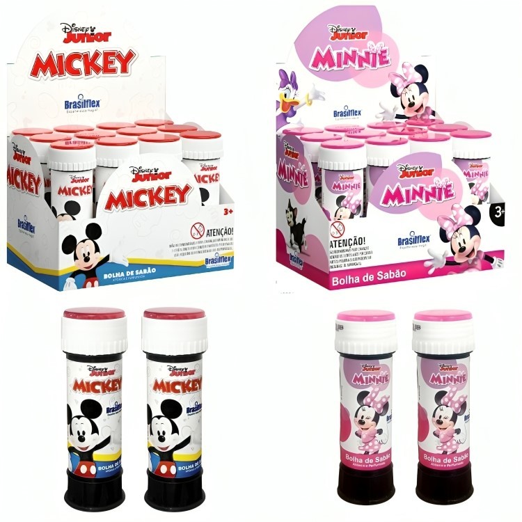 Bolinhas De Sabão Minnie Mickey Mouse Caixa C/12/24/48 Unidades