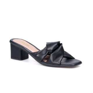 Sandália Feminina Tiras Nó Bico Quadrado Salto Médio Bloco em Oferta na Shopee