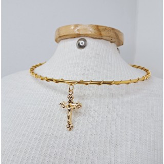 Choker Com Cruz Artesanal / Elegante / Atemporal em Oferta na Shopee