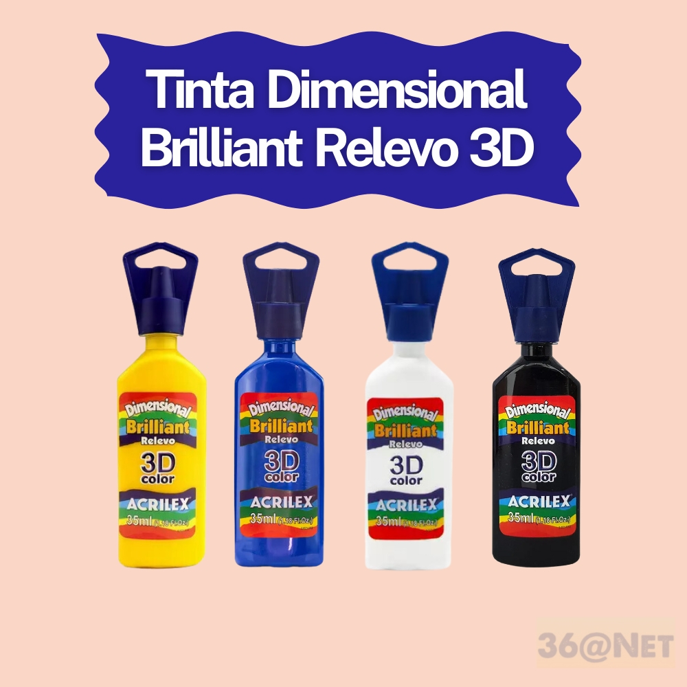 TINTA DIMENSIONAL BRILLIANT RELEVO 3D ACRILEX 35ML em Oferta na Shopee