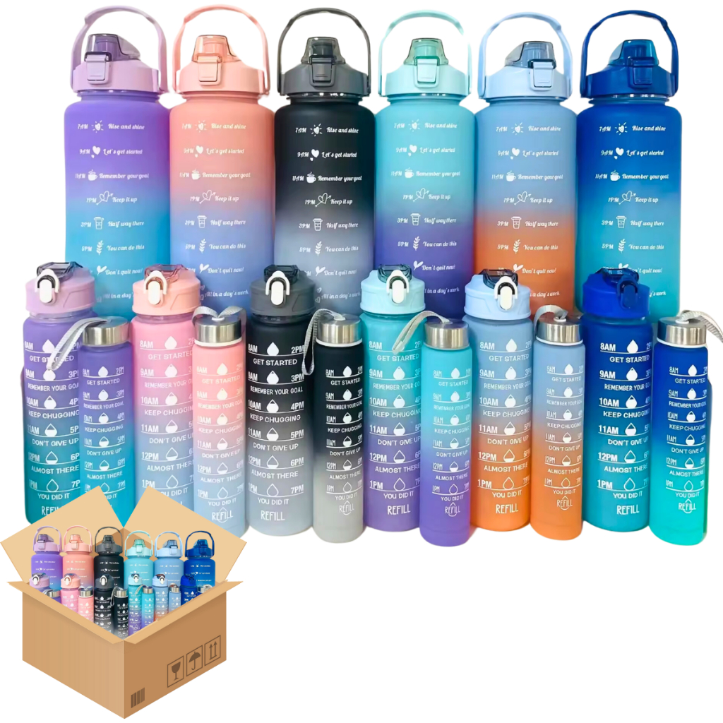 Garrafa Agua Squeeze Galão Com Adesivos Lembretes estilo 300ml a 2 Litros ALTO em Oferta na Shopee