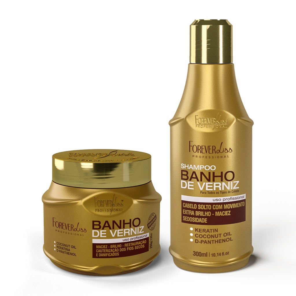 Kit Especial Banho de Verniz com Shampoo 300ml Máscara 250g - Beauty
