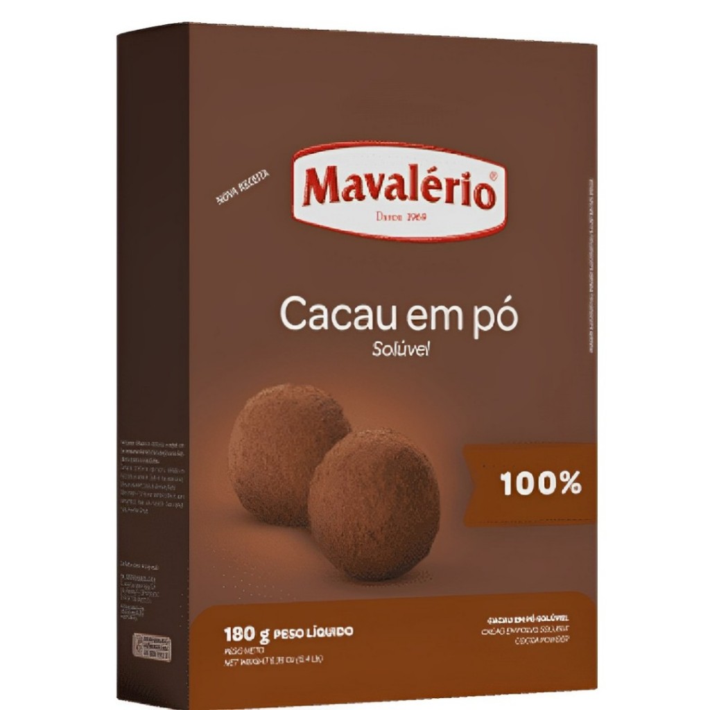 Cacau em Pó Solúvel 100% 180g Mavalério em Oferta na Shopee