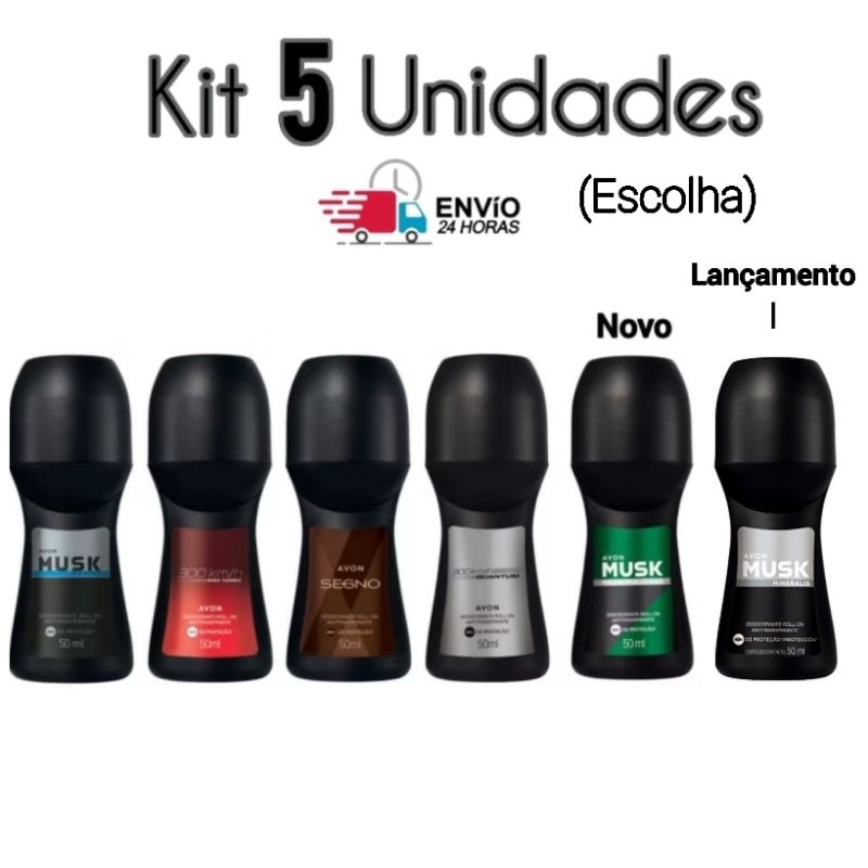 Desodorante Rollon Roll-on Avon Masculino 48h kit c/5Un 50ml Escolha em Oferta na Shopee