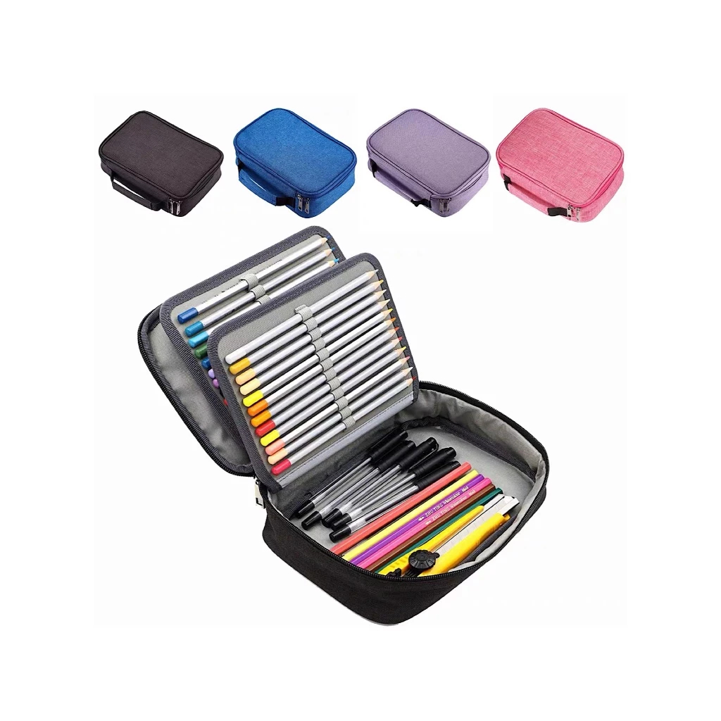 Estojo 72 Pens Escolar Box Nylon Com Alça Feminino/Masculino Organizador Com Divisórias Zíper Infantil-luna_hyq em Oferta na Shopee