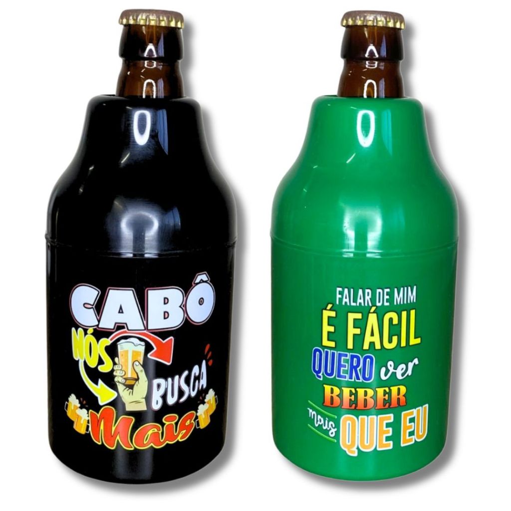 Kit Amigos 2 Suporte Cerveja Porta Long Neck Térmico Garrafa 300ml Lata 350ml