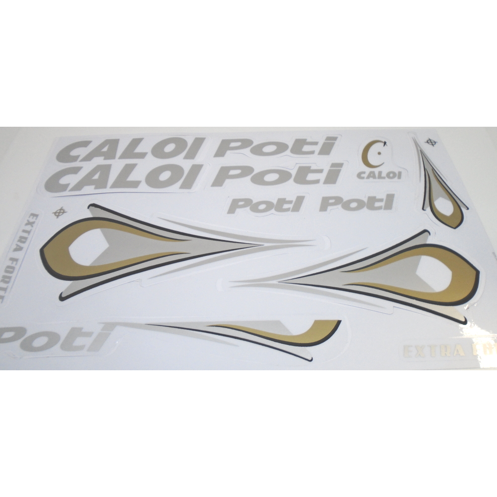 Cartela de Adesivo Caloi Poti Prata.