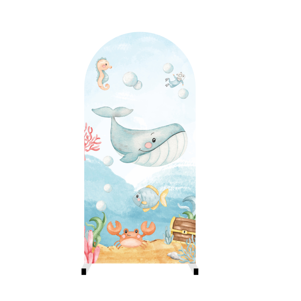 Capa Para Painel Romano Arco 3d Sublimado Em Tecido Com Elástico 2x1m Fundo do Mar Aquarela em Oferta na Shopee