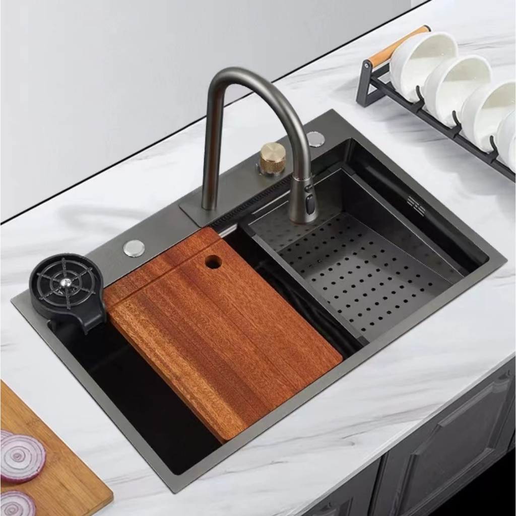 Cuba Gourmet Premium Cascata Torneira Para Cozinha Inox304 Quadrada 75X46 Com Lavador de Copo Tábua em Oferta na Shopee