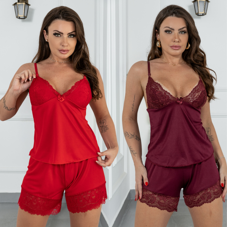 Kit com  2 Baby Doll  Feminino Sexy Sensual  /short doll  Pijama Roupa de Dormir  em Oferta em Oferta na Shopee