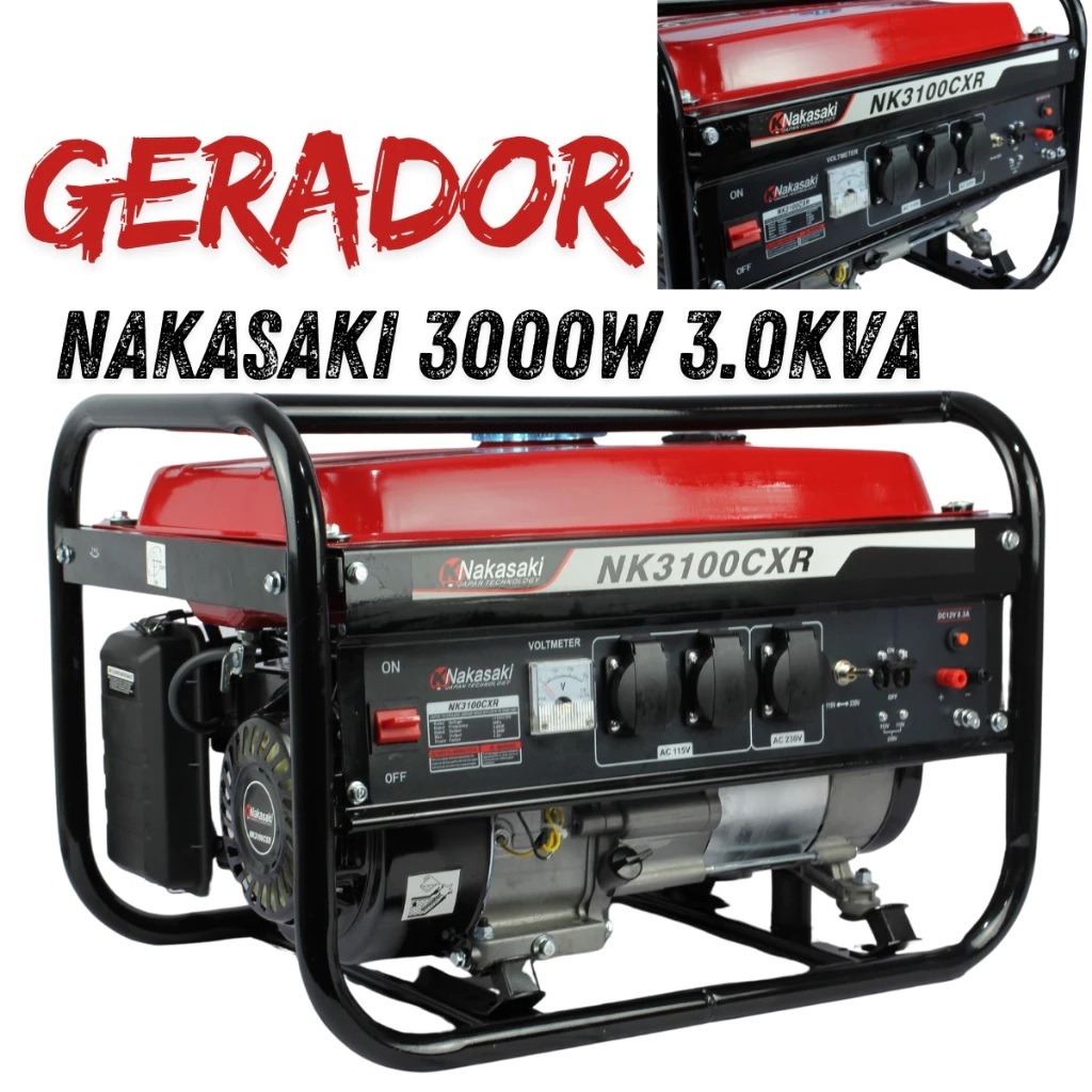 Gerador de Energia a Gasolina Profissional Portatil Monofasico Bivolt 3.1kW 4 Tempos