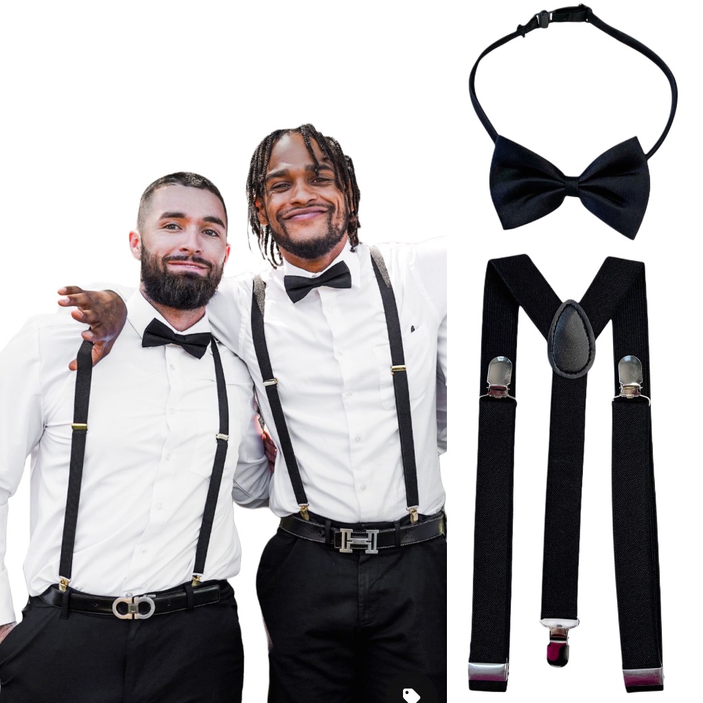 Kit Suspensório e Gravata Borboleta Para Adultos Conjunto Social Várias Cores em Oferta na Shopee