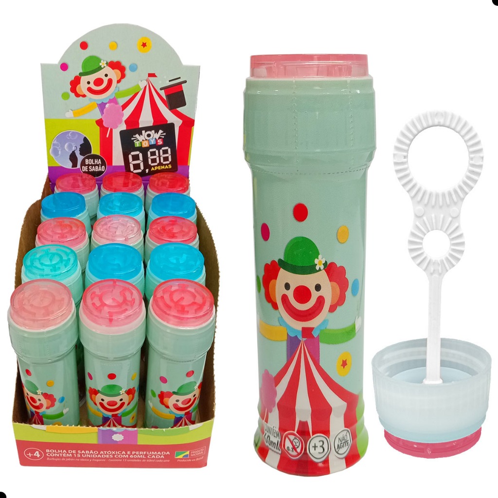 kit 15 Bolhas de Sabão Bolinha circo Lembrancinhas de aniversário Infantil Prenda sacola surpresa