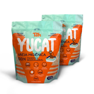 Kit 2 Areia Biodegradável Gato Yucat Madioca Fina Areia Sanitária 4kg