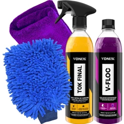 Kit V-Floc Shampoo Automotivo + Cera Tok Final Vonixx Luva Pano Microfibra Líder