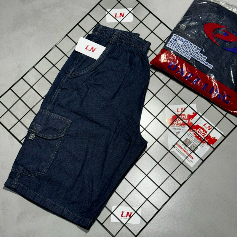 Bermuda Cargo Dazzling Jeans Escuro em Oferta na Shopee