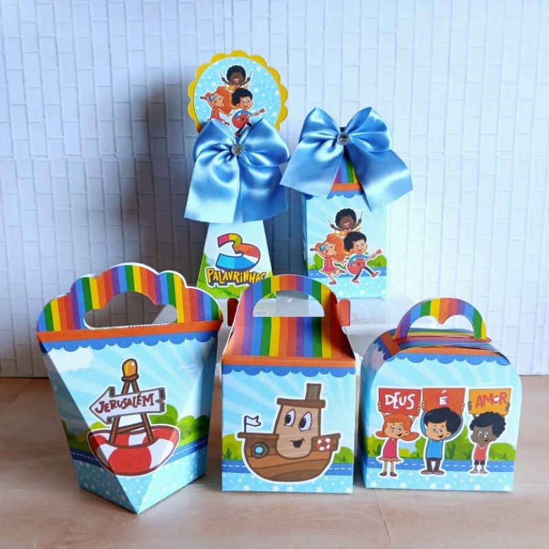 PEGUE E MONTE - Kit festa personalizado 3 palavrinhas menino Lembrancinha mimo caixinha para festa de aniversário