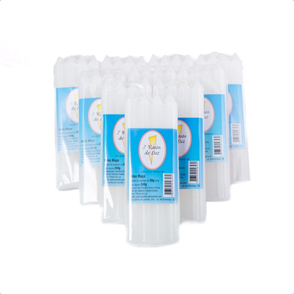 Kit 6 Maços Vela Palito Branca 8 Velas Cada Maço 100% Parafina pura em Oferta na Shopee